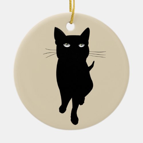 Black cat feline gothic kitty ceramic ornament