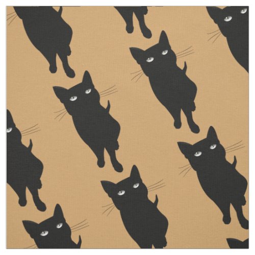 Black cat feline gothic kitty fabric