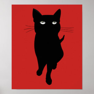 Black cat feline gothic kitty poster