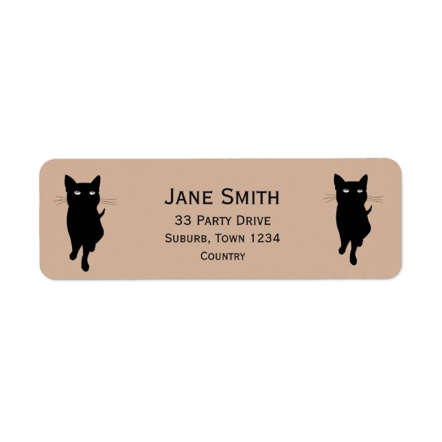 Black Cat feline stylish Label (Front)