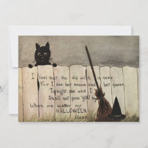 Black Cat Fence Witch's Broom Hat