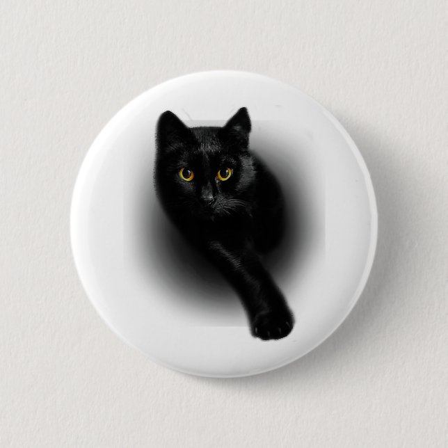 Black Cat Filing Nails Button (Front)