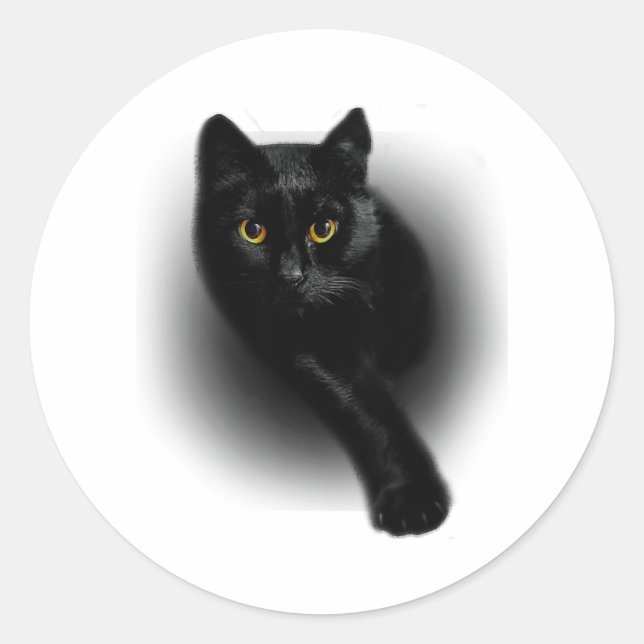 Black Cat Filing Nails Classic Round Sticker (Front)