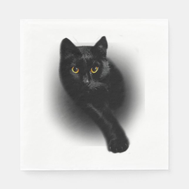 Black Cat Filing Nails Napkins (Front)