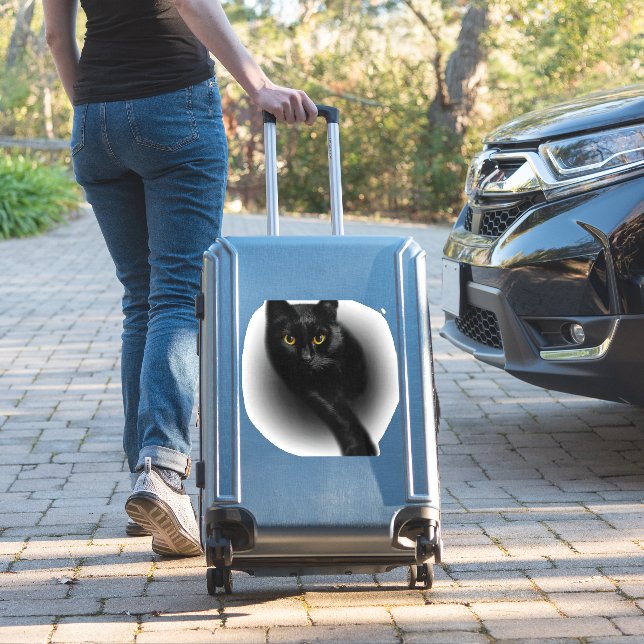 Black Cat Filing Nails Sticker (Suitcase Insitu)