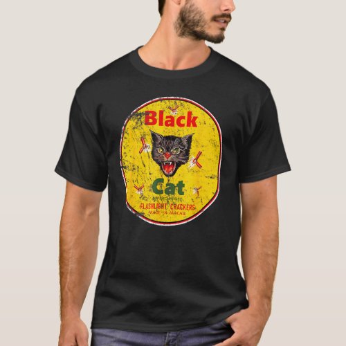 Black Cat Firecrackers Vintage  Cat T_Shirt