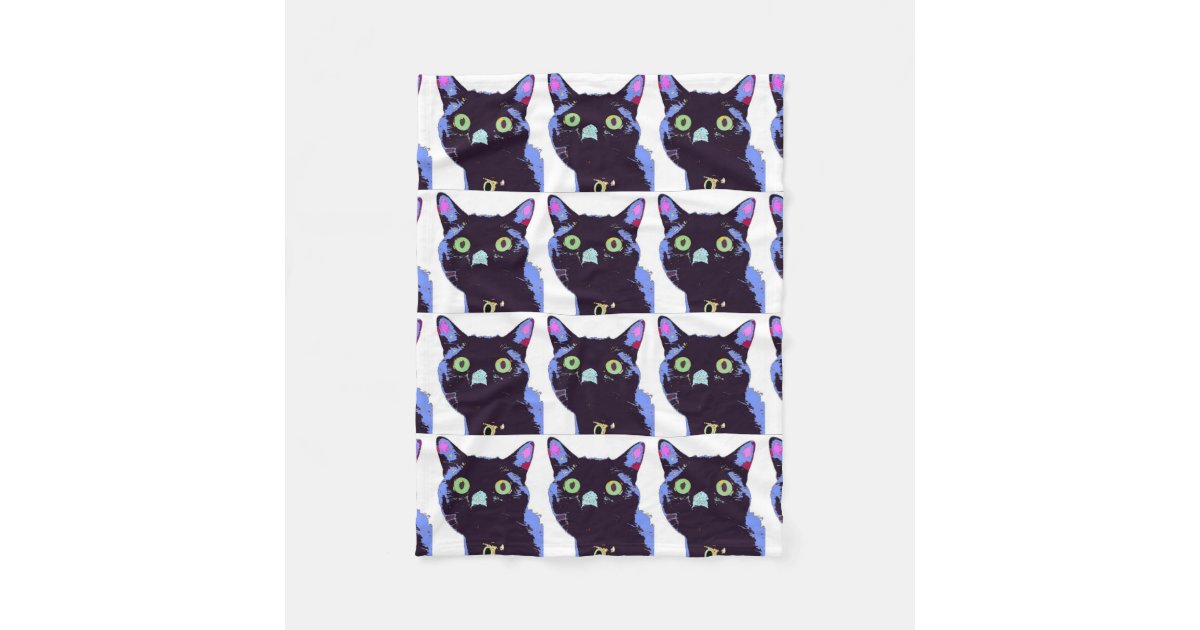 Black Cat Fleece Blanket Zazzle