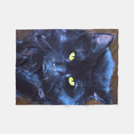 Black Cat Fleece Blankets Zazzle