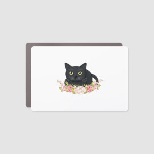 black cat flower car magnet