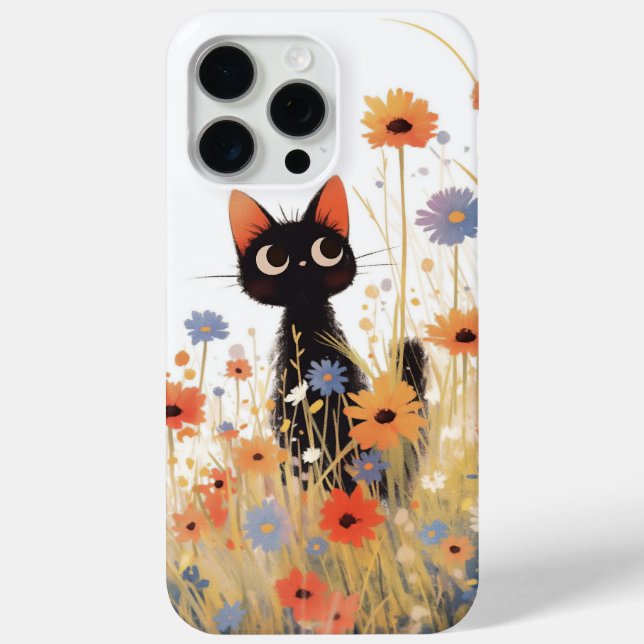 Black Cat Flower Retreat Case-Mate iPhone Case (Back)