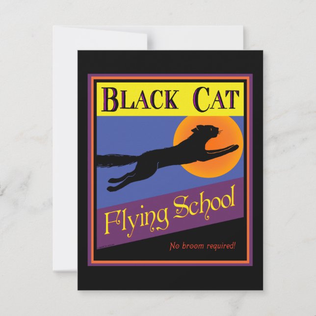Black Cat Flying School Custom Invitations (Front)