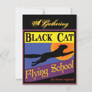 Black Cat Flying School Custom Invitations