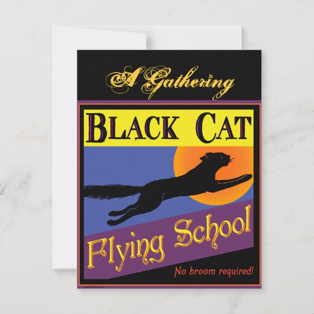 Black Cat Flying School Custom Invitations (Front)