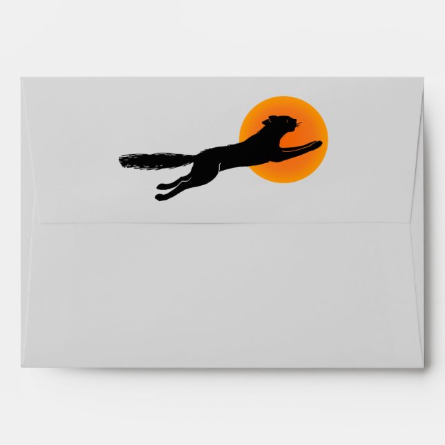 Black Cat Flying School Halloween A7 Envelope (Back (Top Flap))
