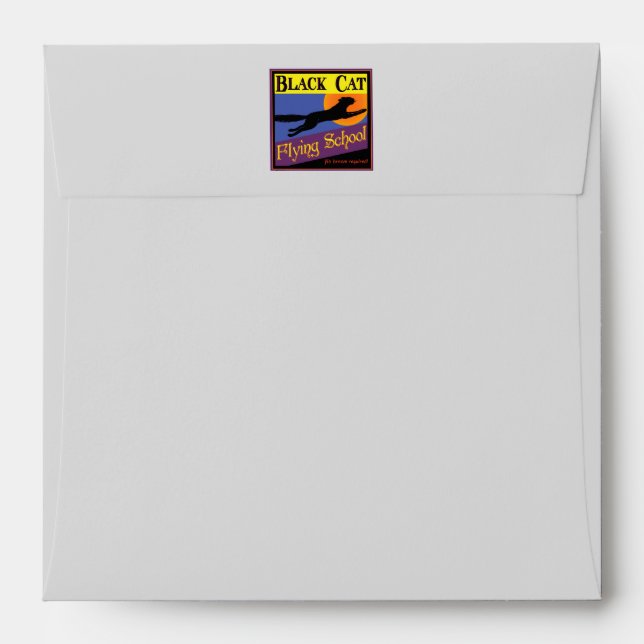 Black Cat Flying School Halloween Envelope (Back (Top Flap))