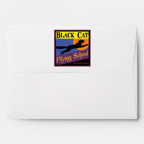 Black Cat Flying School Halloween Envelope
