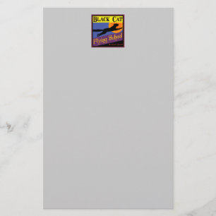 Black Cat Flying School Halloween Stationery