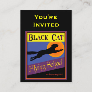 Black Cat Flying School Invitation Business Card