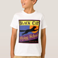 Black Cat Flying School Vintage Halloween Art