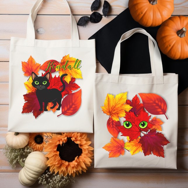 Black Cat Foliage Season Personalized Tote Bag (Creator Uploaded)
