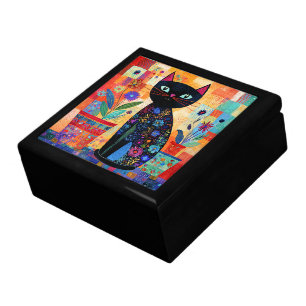 Black Cat Folk Art Gift Box