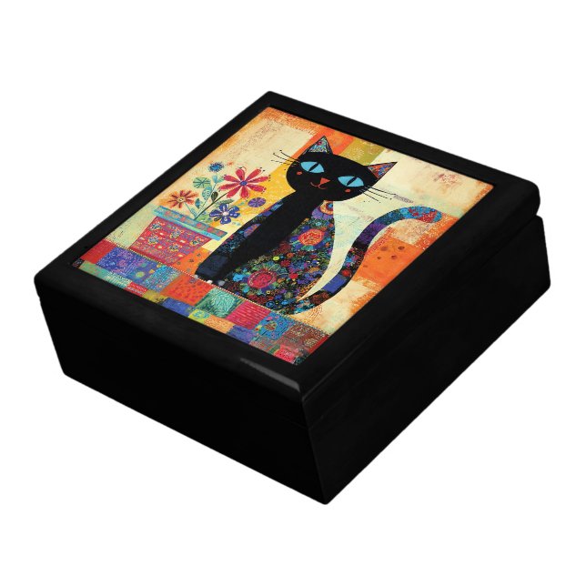 Black Cat Folk Art Gift Box (Side)