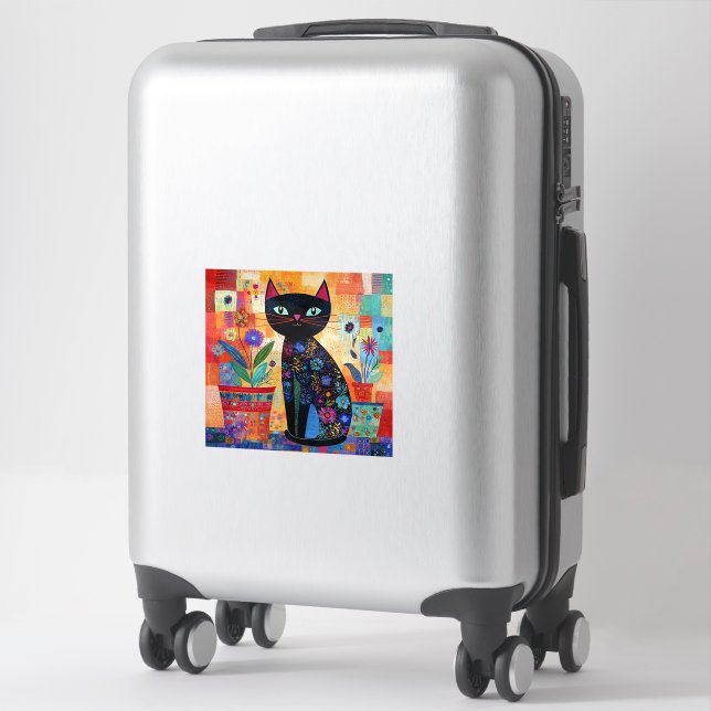 Black Cat Folk Art Sticker (Suitcase)