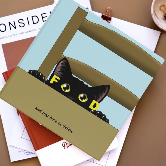Black Cat Food Funny Hungry Kitty Humor 3 Ring Binder (Creator Uploaded)