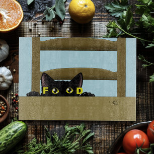 Black Cat Food Funny Hungry Kitty Humor Cutting Board