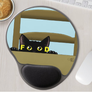 Black Cat Food Funny Hungry Kitty Humor Gel Mouse Pad