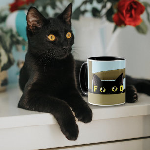 Black Cat Food Funny Hungry Kitty Humor Mug