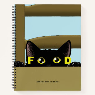 Black Cat Food Funny Hungry Kitty Humor Notebook