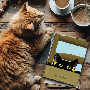 Black Cat Food Funny Hungry Kitty Humor Notebook