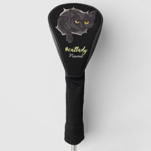 Black Cat for Cat Mom Golfer Golf Head Cover