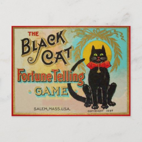 Black Cat Fortune Telling Game Postcard