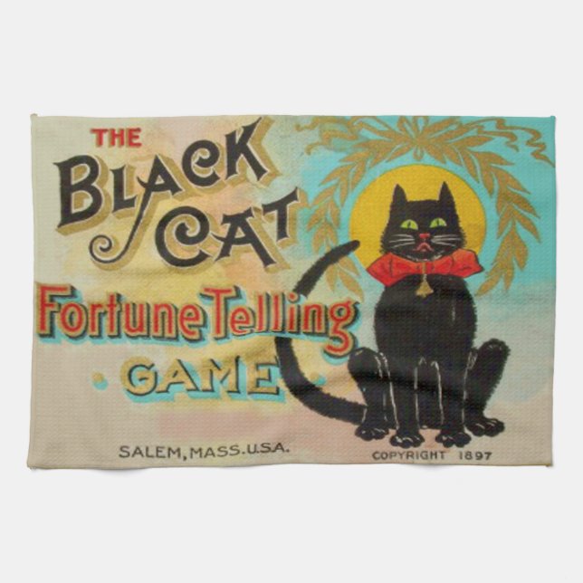 Black Cat Fortune Telling Game Towel (Horizontal)