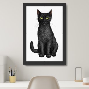 Black cat framed art