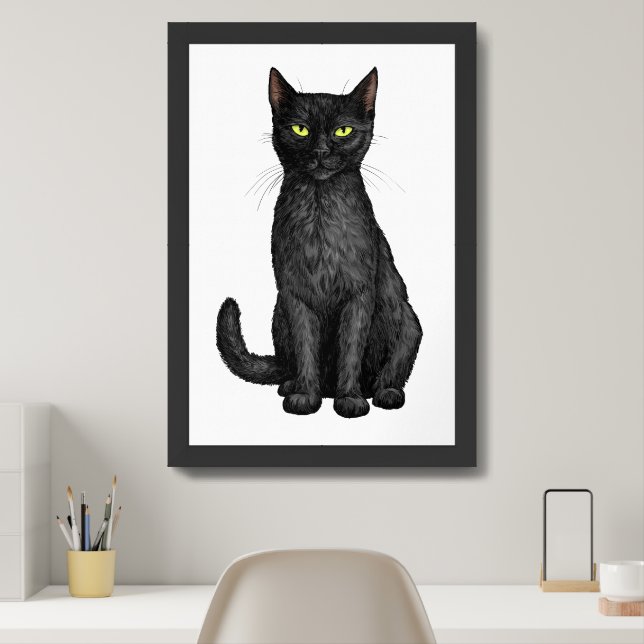 Black cat framed art (Home Office)