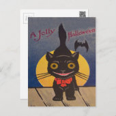 Black Cat Full Moon Bat Postcard (Front/Back)
