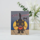 Black Cat Full Moon Bat Postcard (Standing Front)