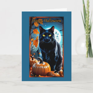 Black Cat Full Moon Halloween Card