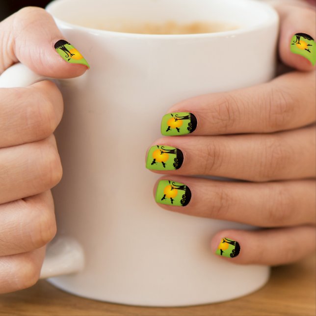 Black Cat Full Moon Halloween Minx Nail Art (Insitu - Mug)