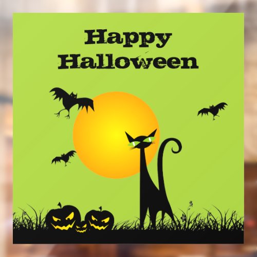 Black Cat Full Moon Halloween Window Cling