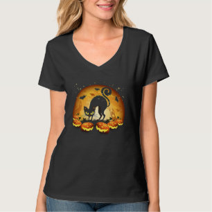 Black Cat Full Moon Scary Pumpkin Halloween T T-Shirt