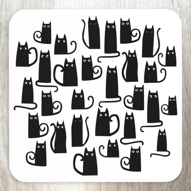 Black Cat Fun Beverage Coaster (Fun Black Cats beverage coaster)