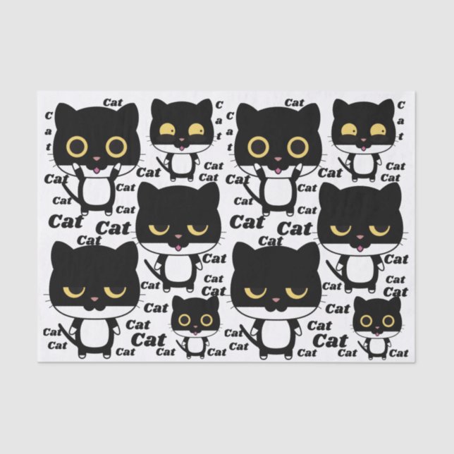 Black cat fun with big eyes  tissue paper (Front)