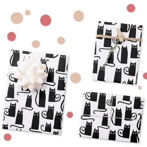 Black Cat Fun Wrapping Paper Sheets