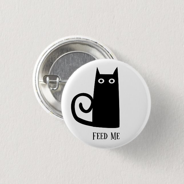 Black Cat Funny Button (Front & Back)