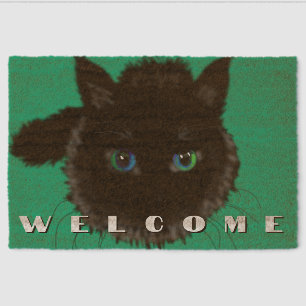 Black Cat Funny Doormat - Welcome Fiber Doormat