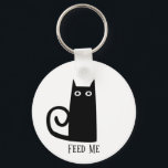 Black Cat Funny Feed Me Keychain<br><div class="desc">A cute black cat with text saying Feed Me.  Perfect for your spare keys to leave your pet sitter or cat feeder.</div>